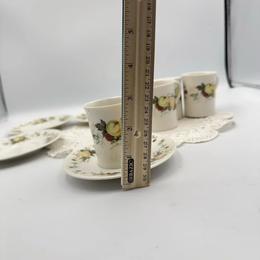 Royal Doulton Miramont Demitasse Cup & Saucer‎ Set Of 4 Made In England Fruits